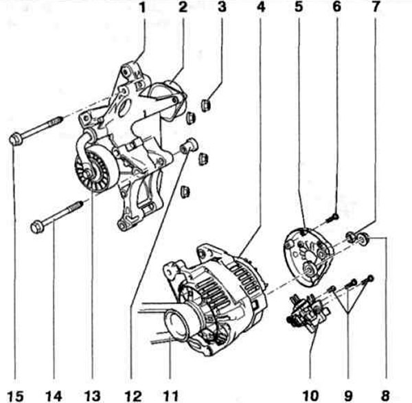 Рис. 12.5 з. Генератор автомобилей с дизельными двигателями с 05.99 г. выпуска: