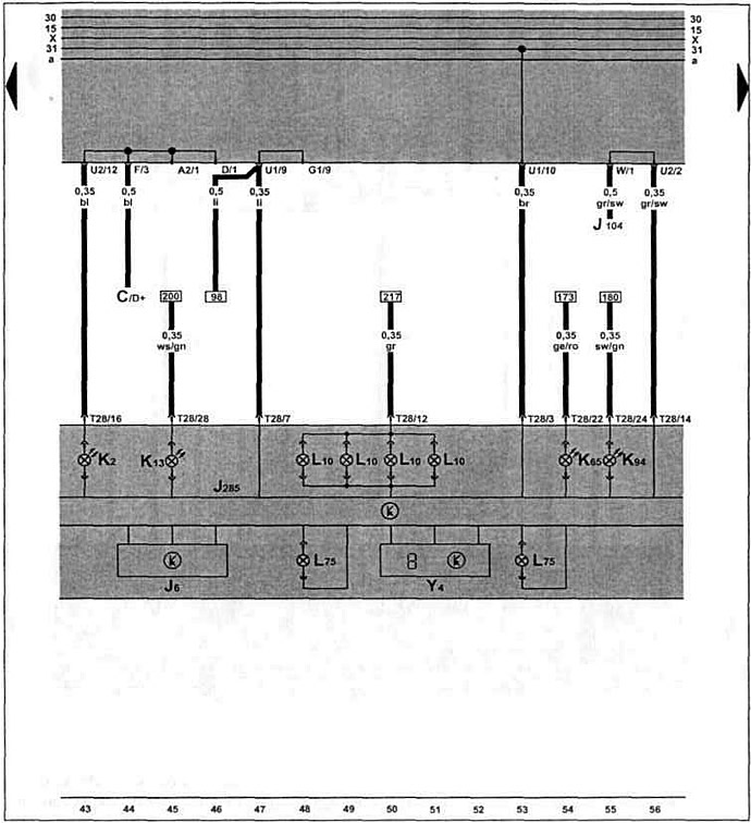 Щ. п., сигнальные и индикаторные лампочки, счетчик пройденного пути.