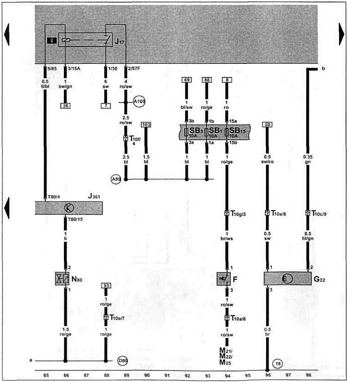 Fuse2relay ru предохранители и реле Volkswagen Polo 1995-2003: EVAP solenoid valve, fuel pump relay (from 10.1999 re