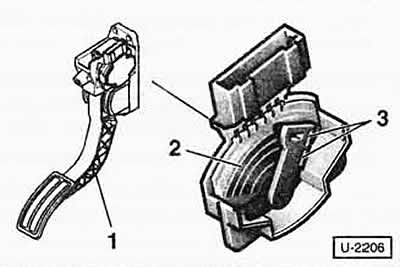 1 — педаль акселератора