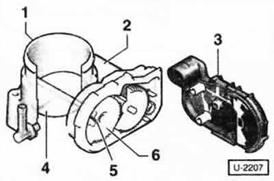 1 — корпус дроссельной заслонки