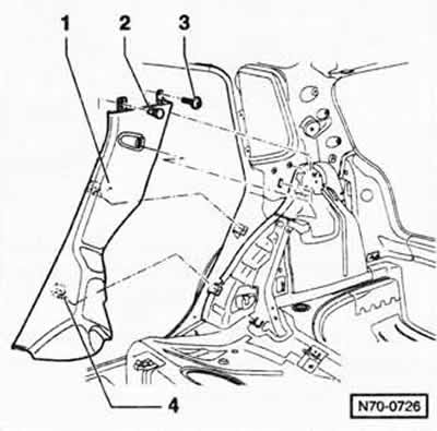 Снять подушку и спинку заднего сиденья, см. соответствующую главу далее.