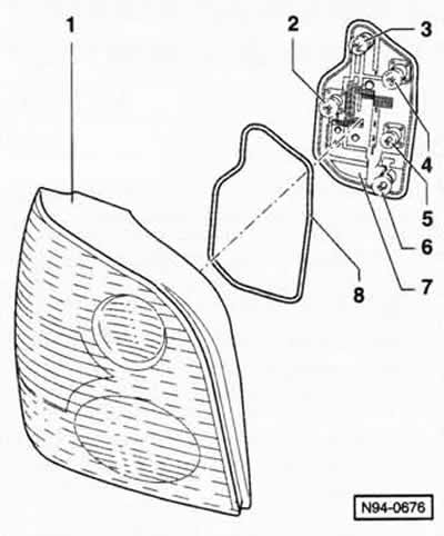 1 — корпус заднего фонаря