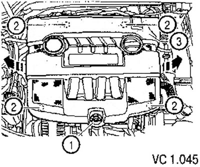 3. Поставете маслоизмервателната пръчка (1) във водещата тръба.