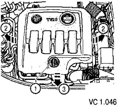 2. Поставете маслоизмервателната пръчка (1) във водещата тръба.