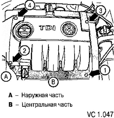 3. Средната част (2) също трябва внимателно да се освободи и извади.