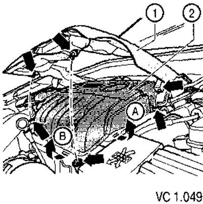 2. Поставете външната част (1) в точките за закрепване (стрелки) и натиснете, докато щракне на…