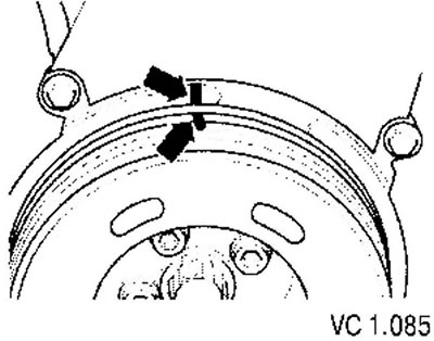 6. Install the toothed belt on the tension roller and camshaft pulley.
