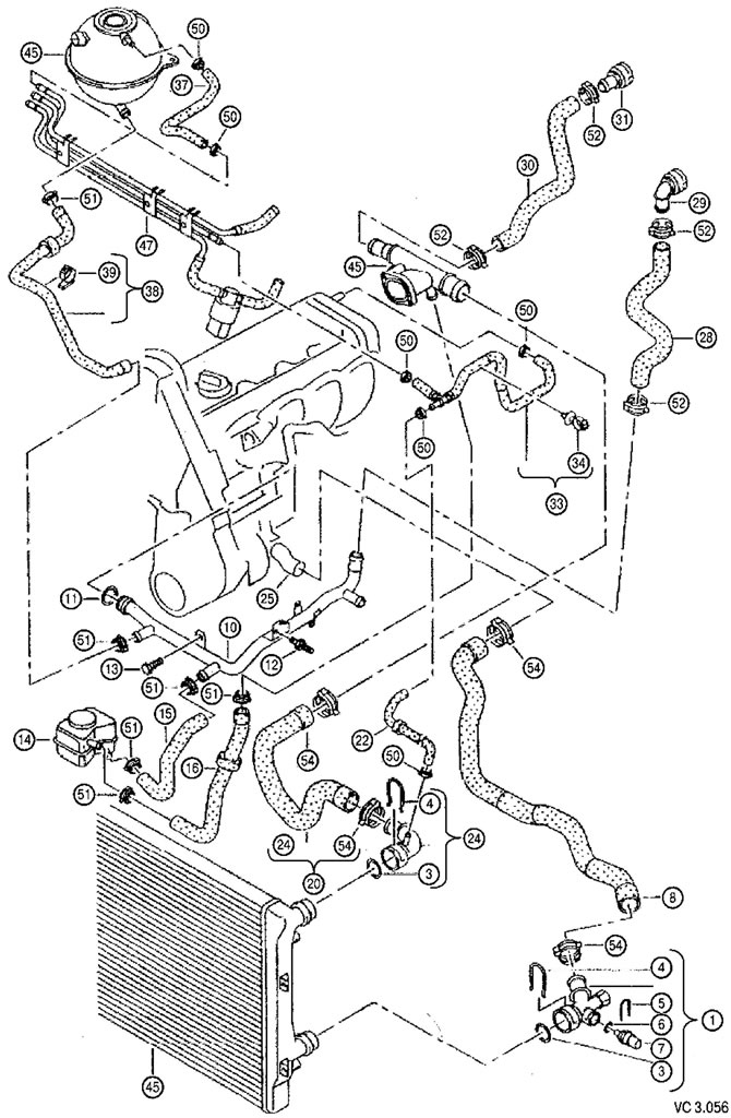 Cooling system for 1.9L diesel engines BJB