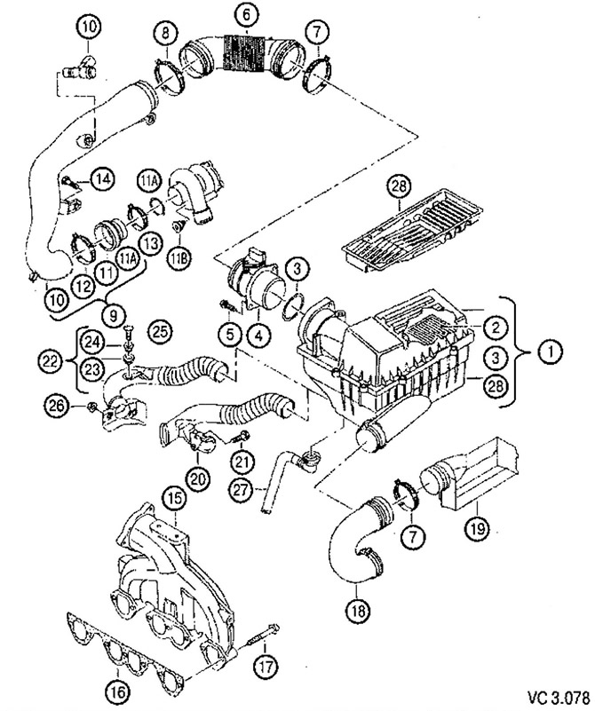Volkswagen Caddy 3 2003-2010: Спецификация узлов и деталей впускного ...