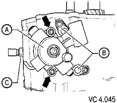 19. Remove the reverse light switch (C).
