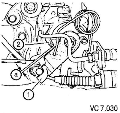 The distance (a) to the stop (2) on the left and right calipers must be within 1.3 mm.