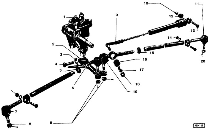 Steering controls: 1 - steering mechanism; 2 - bipod; 3 - lock washer (replace); 4-70 Nm (7.0…