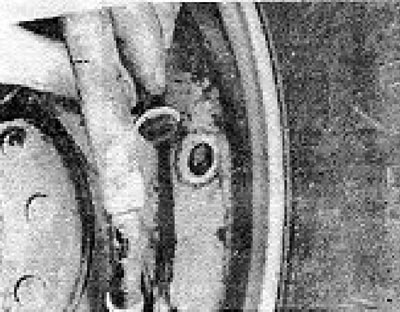 Photo 7.1. Removing the plug from the hole to check the brake pads.
