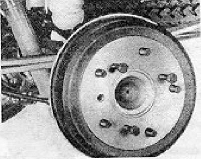 Figure 9.16. Using bolts to remove the brake drum (Section 7).