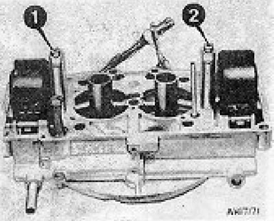 Figure 13.36. Main jets in the lower part of the 2V6 carburetor (section 6B): 1 - Main jet -…