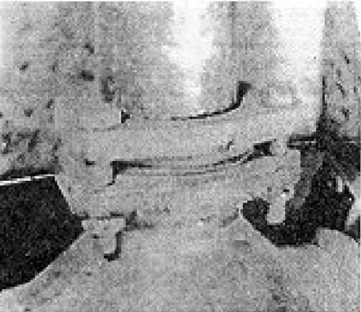 Photo 6B.86C. Typical flange connection of exhaust system pipes.