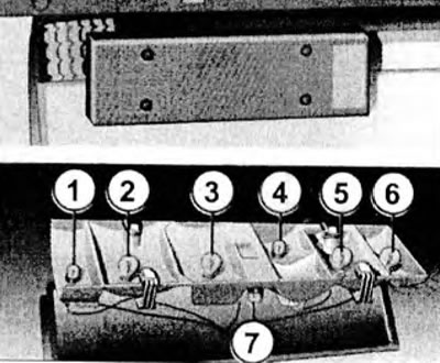 Umiestnenie žiaroviek: 1 - Parkovacie svetlo; 2 - Smerové svetlo; 3 - Brzdové svetlo; 4 - Cúvacie…