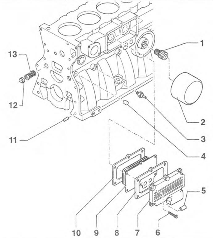Figure 4.38b. Lubrication system: 1 - Threaded connection; 2 - Oil filter; 3 - Oil pressure sensor;…