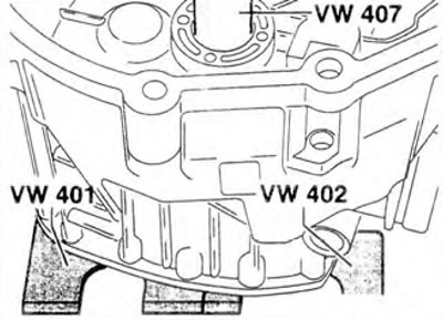 Figura 5.49a. Demontarea rulmentului cu bile folosind extractorul VW 407.