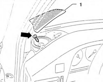Figure 10.30. Remove speaker cover 1 and unscrew the screw (arrow).