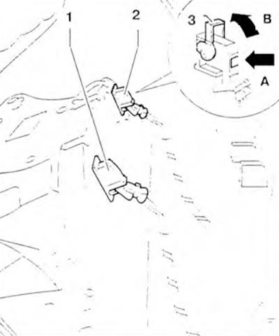 Figure 10.36. Disconnect connectors 1 and 2 by pressing on the fastening ears (arrow A) and move…