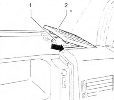Figure 10.38. Remove cover 2 of the right speaker and take out speaker 1. Unscrew the screw (arrow).