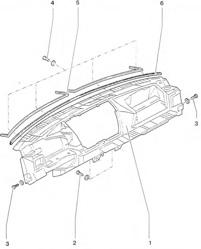 Figure 10.48. Unscrew bolts 4 (along the windshield) and 2 (in the engine compartment), side bolts…
