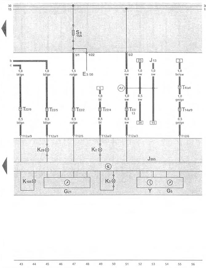 Instrument cluster, generator indicator light, preheating time indicator light, tachometer,…