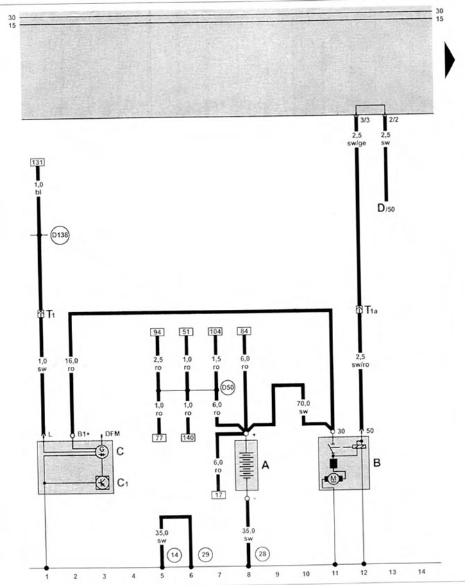 Generator, starter, battery