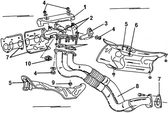Volkswagen Sharan 1995-2000: Снятие и установка выпускного коллектора ...