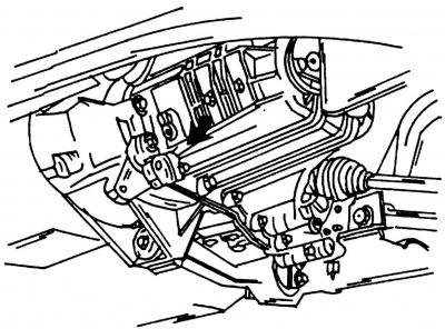 Рис. 257. Место расположения пробки отверстия для контроля уровня и залива в коробку передач…