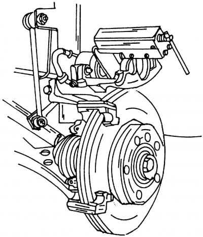 Рис. 316. Установка поршня в тормозной цилиндр с помощью струбцины
