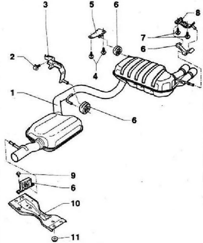 Глушитель с навесными элементами