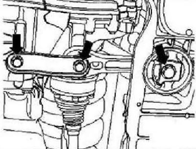 Развийте долната опора на захранващия блок «стрелки». Развийте закрепващите болтове на карданния…
