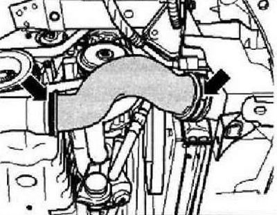 Източете охлаждащата течност. Отстранете рамката на радиатора. Отстранете маркуча на въздуховода…