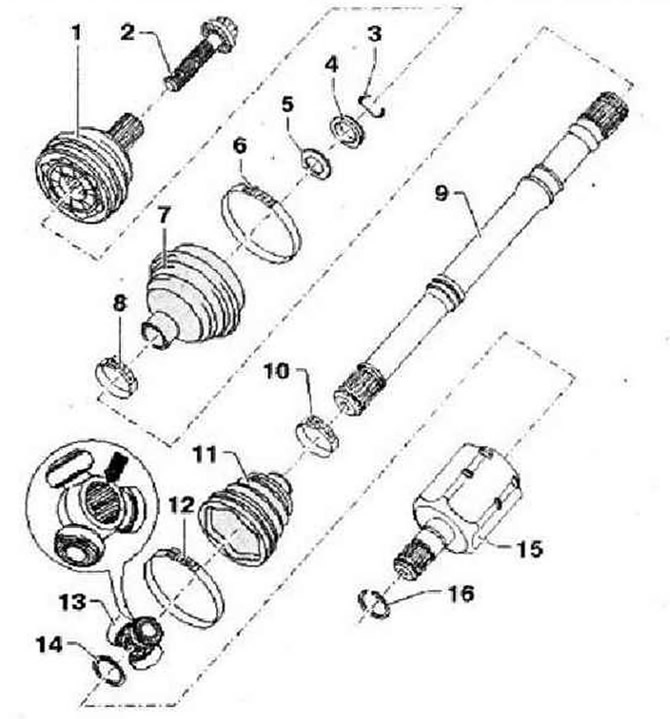 Приводной вал с шарниром типа трипод AAR3300I