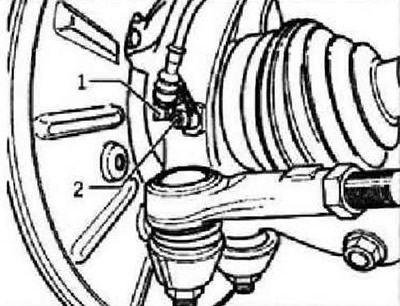 Снятие и установка датчика частоты вращения колеса на передней оси