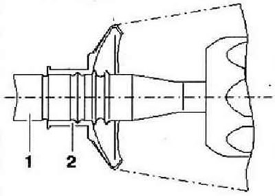 Установить гофрированный чехол «2» на рулевой тяге «1» так, как показано на рисунке. Клещами для…