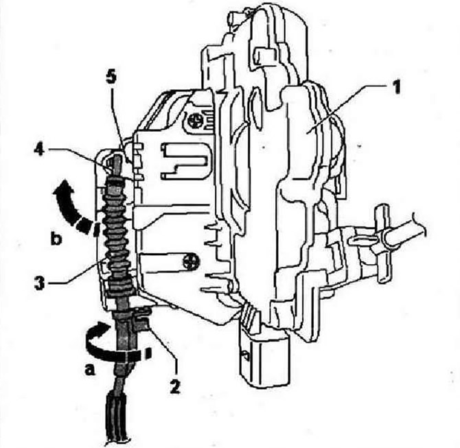 Снять корпус ручки. Снять кронштейн. Отсоединить держатель «5», повернув его в направлении «стрелки…