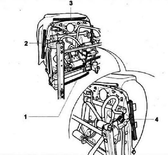 Снова откинуть спинку назад. Открутить три гайки «6» (48 Нм). Открутить две гайки «7» (24 Нм) и…