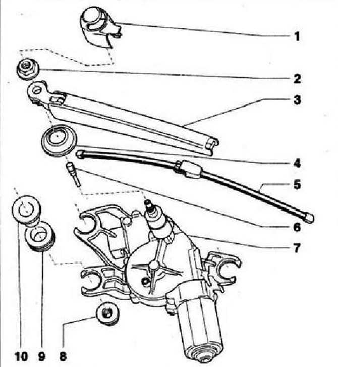 Как снять привод дворников Volkswagen Tiguan 2007-2015: Rear window wiper (Electrical equipment / Appliance