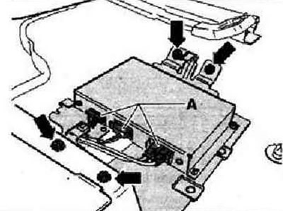 Отсоединить разъёмы «А» и выкрутить четыре винта «стрелки». Снять цифровой спутниковый радиотюнер…