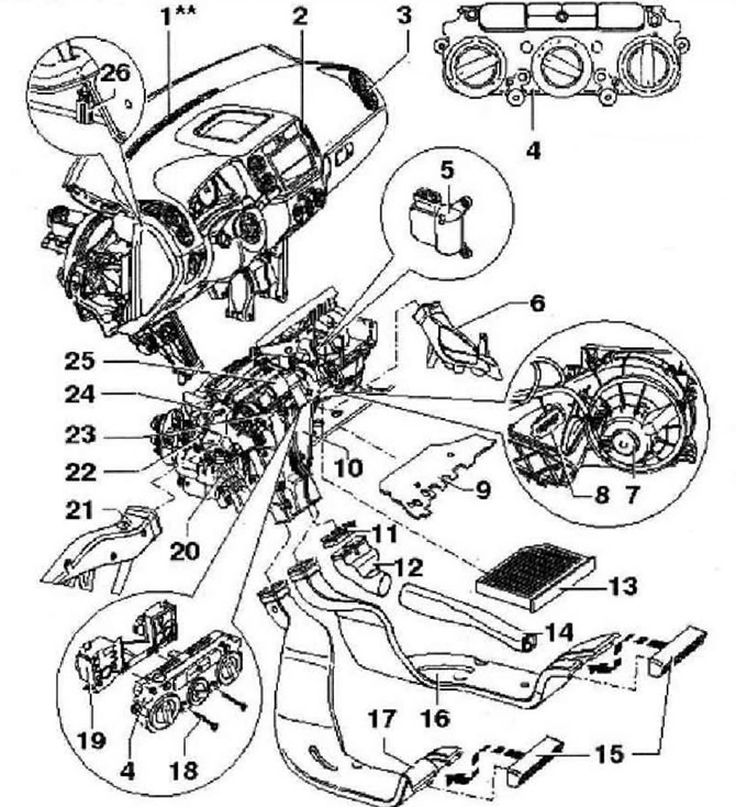 Инструкция: Перед снятием узлов, помеченных** отключить аккумуляторную батарею. Табличка на…