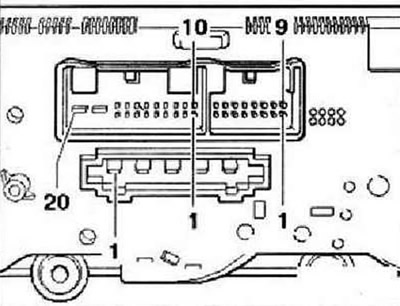 20-контактный разъём, обозначен на схеме как Т20с