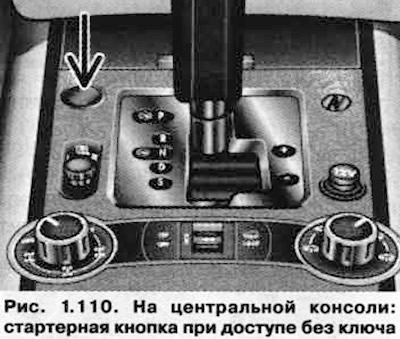 Стартерная кнопка (рис. 1.110) выполняет все функции нормального замка зажигания без использования…