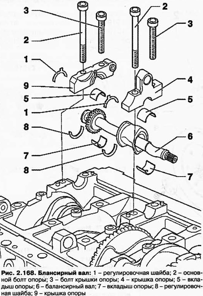 Снятие и установка рампы опор коленчатого вала