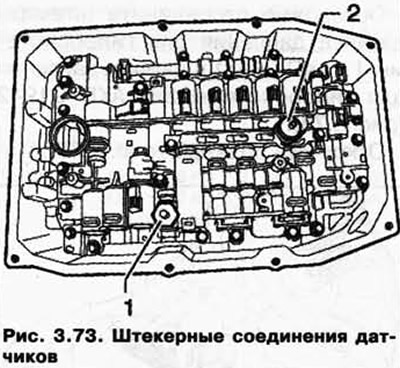 Внимателно изключете щепселите на сензора за хидравлично налягане 1 в автоматичната трансмисия G193…
