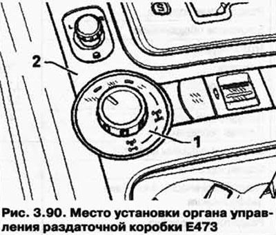1 - блок управления раздаточной коробки; 2 - орган управления раздаточной коробкой; 3 -…