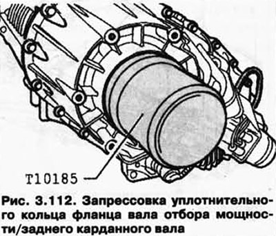 Натиснете О-пръстена на фланеца на ВОМ/задния карданен вал (фиг. 3.112).